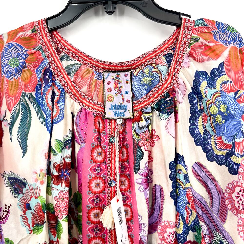 JOHNNY WAS Women's Avah Silk Blouse Medium Kallie Floral Button Down NWT - Picture 5 of 11
